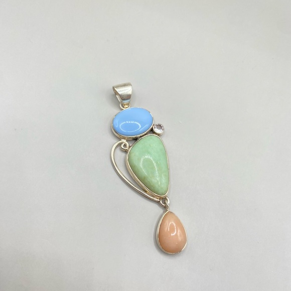 SJ Sterling and Multi Stone Pendant - Picture 2 of 6